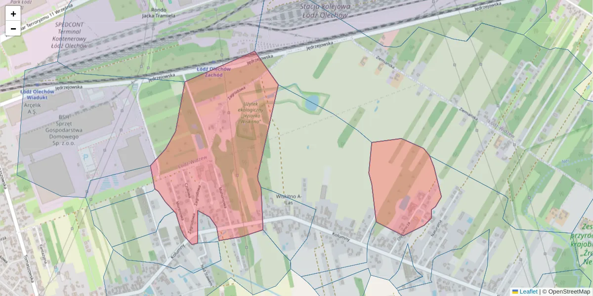 Szczegółowa mapa kodu pocztowego 93-648 z granicami, sąsiednimi kodami pocztowymi i urzędami pocztowymi