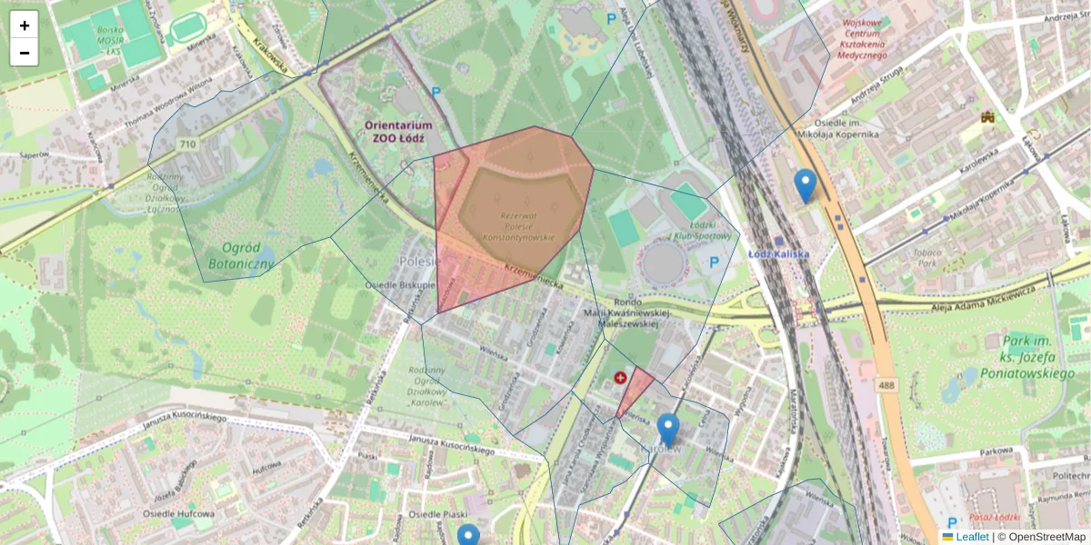 Szczegółowa mapa kodu pocztowego 94-011 z granicami, sąsiednimi kodami pocztowymi i urzędami pocztowymi