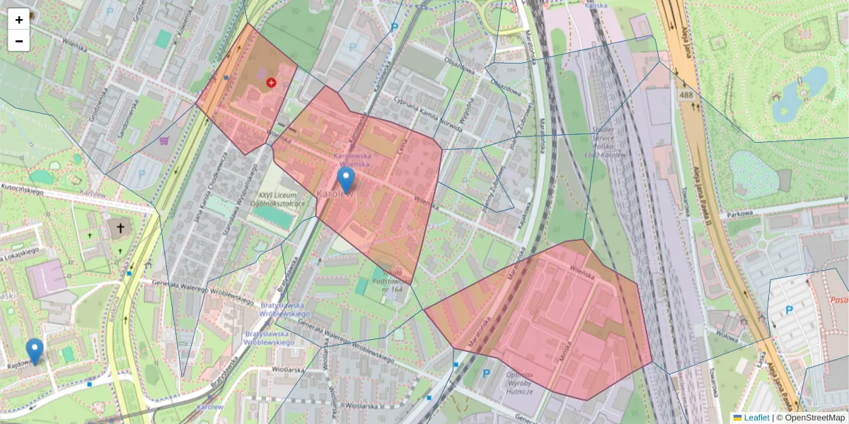 Szczegółowa mapa kodu pocztowego 94-029 z granicami, sąsiednimi kodami pocztowymi i urzędami pocztowymi