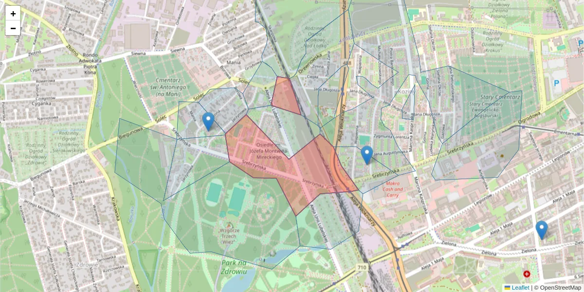 Szczegółowa mapa kodu pocztowego 94-209 z granicami, sąsiednimi kodami pocztowymi i urzędami pocztowymi