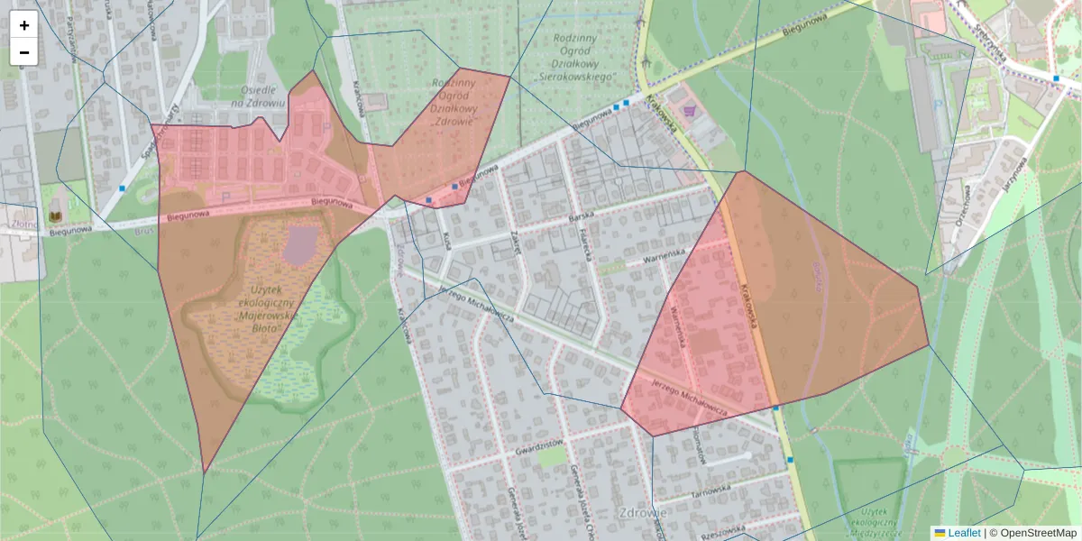 Szczegółowa mapa kodu pocztowego 94-215 z granicami, sąsiednimi kodami pocztowymi i urzędami pocztowymi