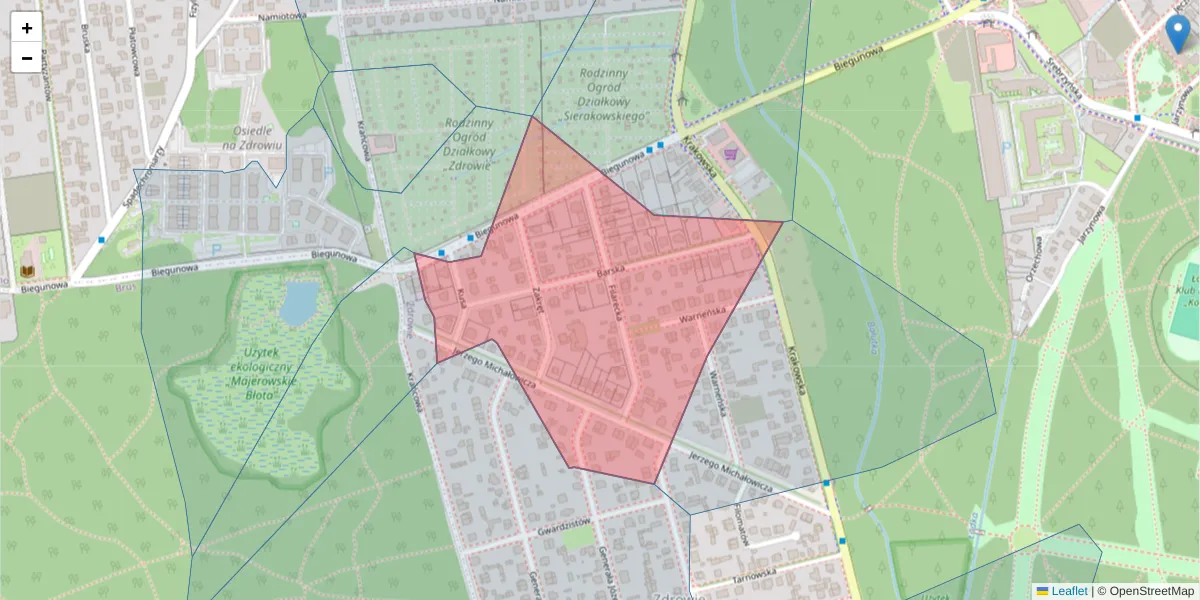 Szczegółowa mapa kodu pocztowego 94-216 z granicami, sąsiednimi kodami pocztowymi i urzędami pocztowymi