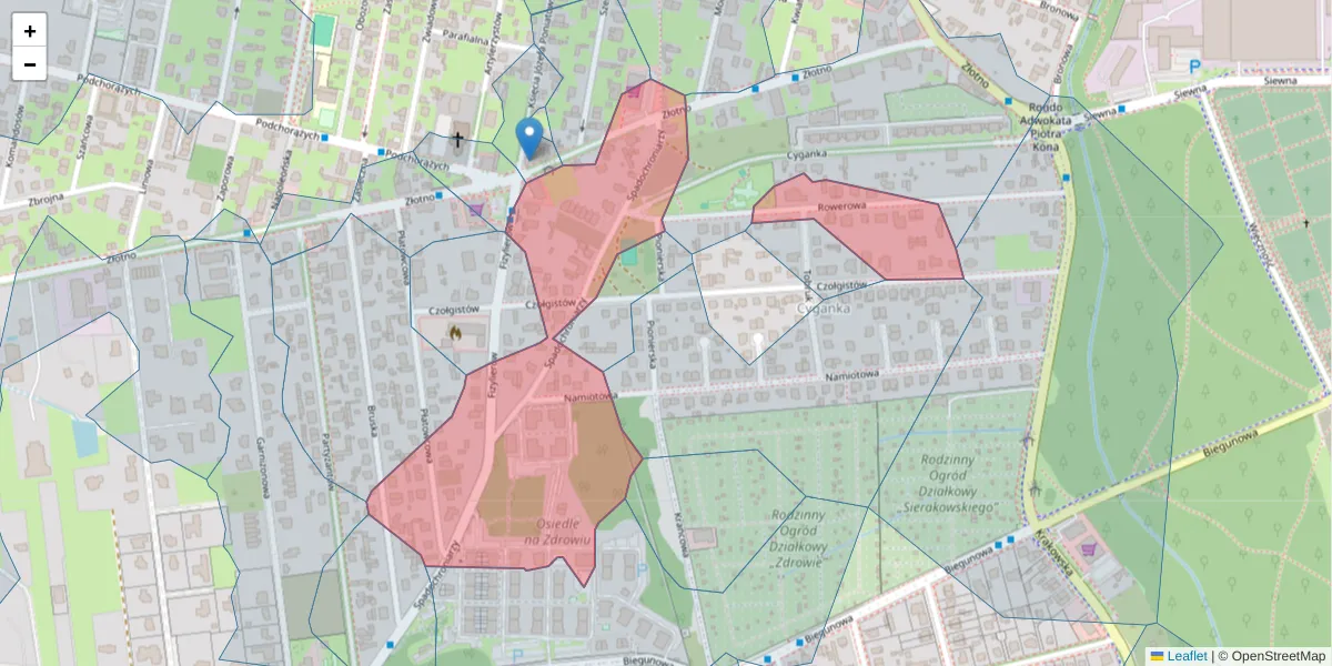 Szczegółowa mapa kodu pocztowego 94-222 z granicami, sąsiednimi kodami pocztowymi i urzędami pocztowymi