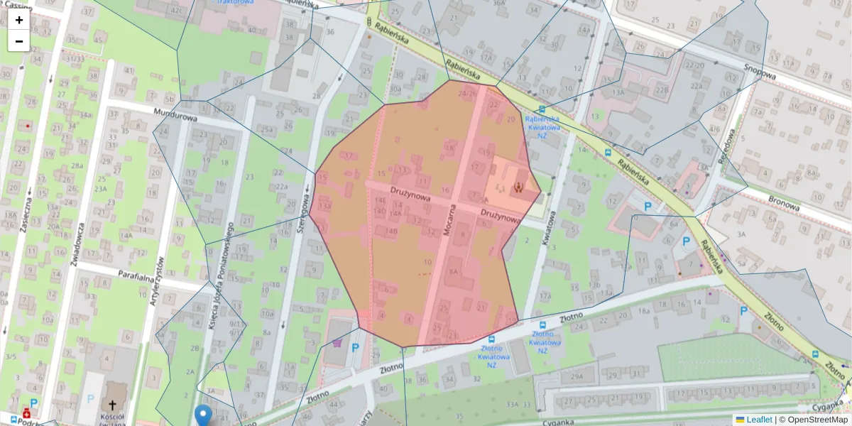 Szczegółowa mapa kodu pocztowego 94-226 z granicami, sąsiednimi kodami pocztowymi i urzędami pocztowymi