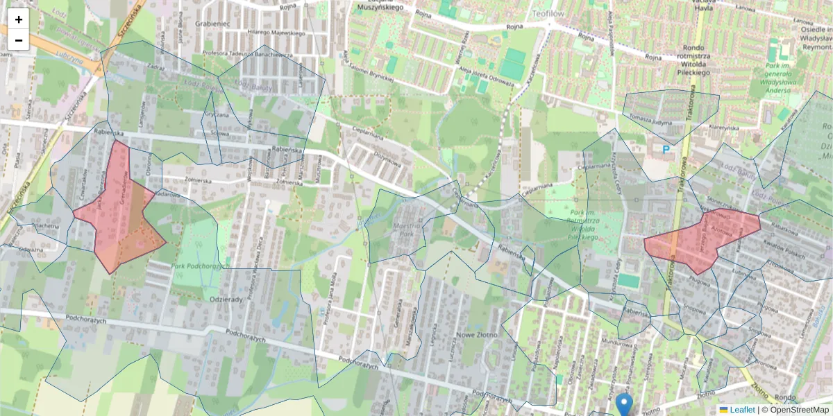 Szczegółowa mapa kodu pocztowego 94-239 z granicami, sąsiednimi kodami pocztowymi i urzędami pocztowymi