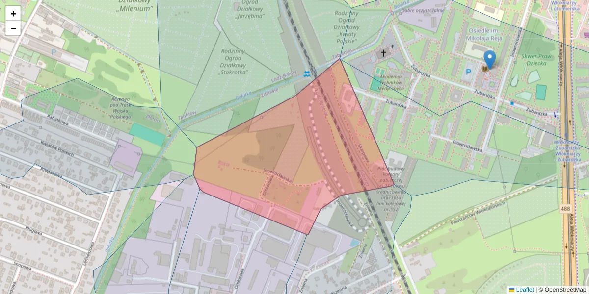 Szczegółowa mapa kodu pocztowego 94-252 z granicami, sąsiednimi kodami pocztowymi i urzędami pocztowymi