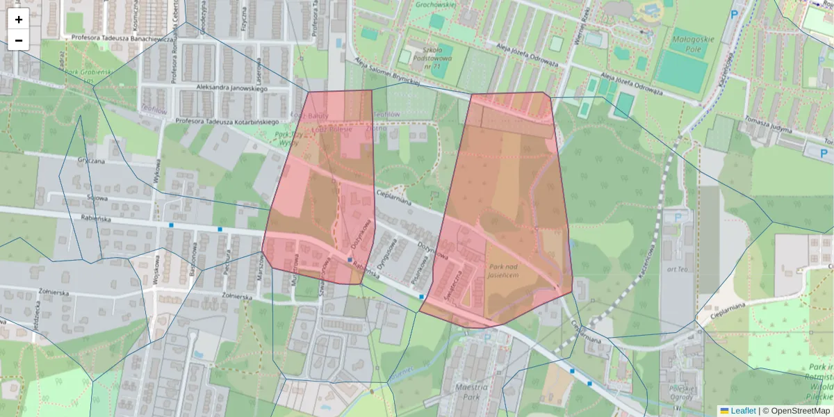 Szczegółowa mapa kodu pocztowego 94-279 z granicami, sąsiednimi kodami pocztowymi i urzędami pocztowymi