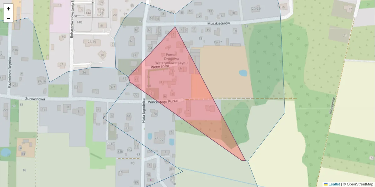 Szczegółowa mapa kodu pocztowego 94-325 z granicami, sąsiednimi kodami pocztowymi i urzędami pocztowymi