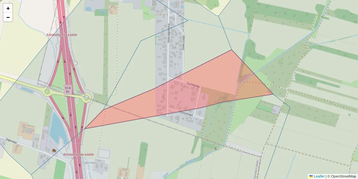 Szczegółowa mapa kodu pocztowego 94-329 z granicami, sąsiednimi kodami pocztowymi i urzędami pocztowymi
