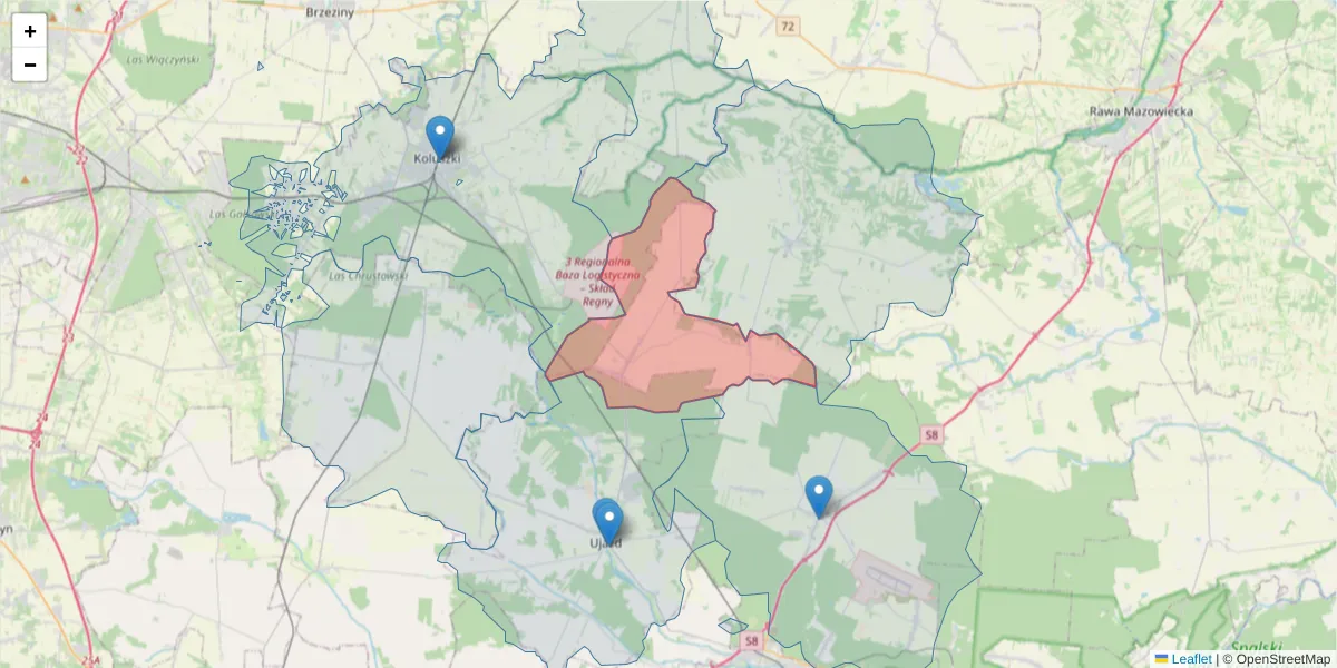 Szczegółowa mapa kodu pocztowego 97-212 z granicami, sąsiednimi kodami pocztowymi i urzędami pocztowymi