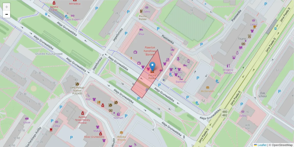 Szczegółowa mapa kodu pocztowego 98-205 z granicami, sąsiednimi kodami pocztowymi i urzędami pocztowymi