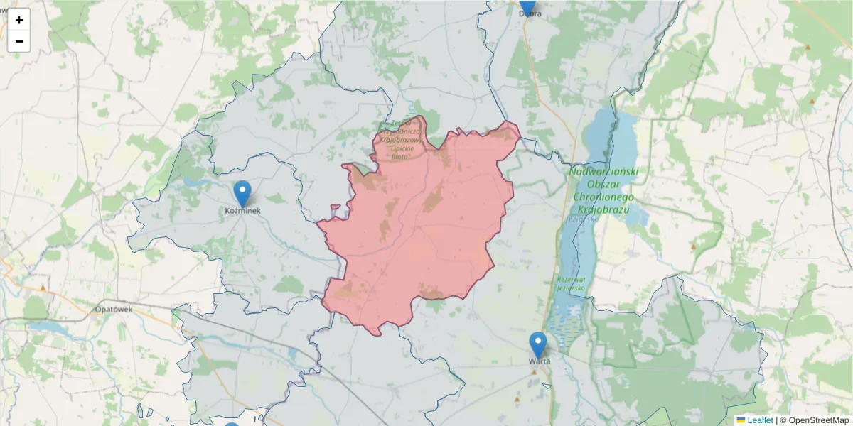Szczegółowa mapa kodu pocztowego 98-215 z granicami, sąsiednimi kodami pocztowymi i urzędami pocztowymi