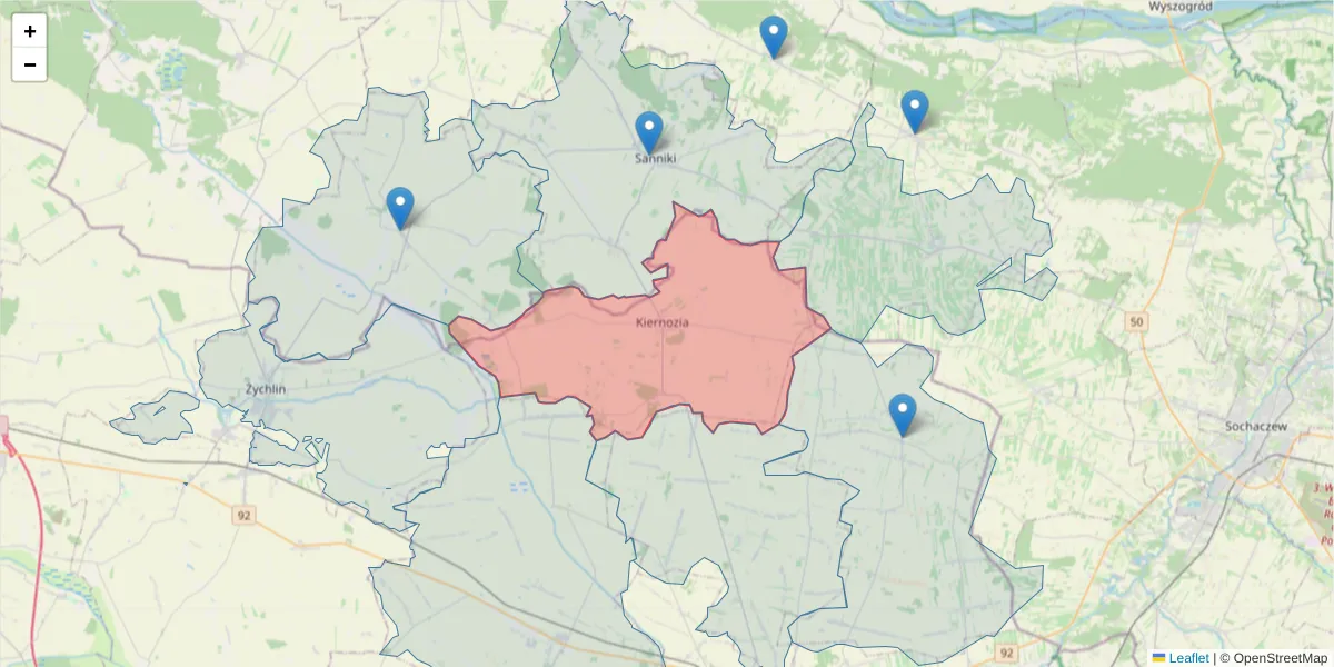 Szczegółowa mapa kodu pocztowego 99-412 z granicami, sąsiednimi kodami pocztowymi i urzędami pocztowymi