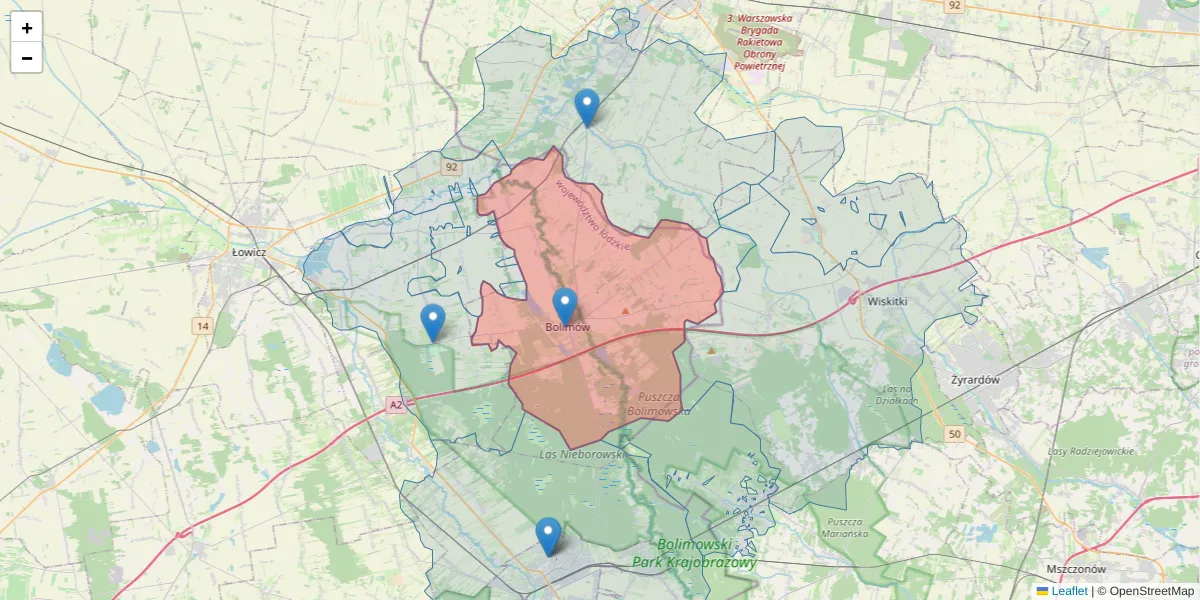 Szczegółowa mapa kodu pocztowego 99-417 z granicami, sąsiednimi kodami pocztowymi i urzędami pocztowymi